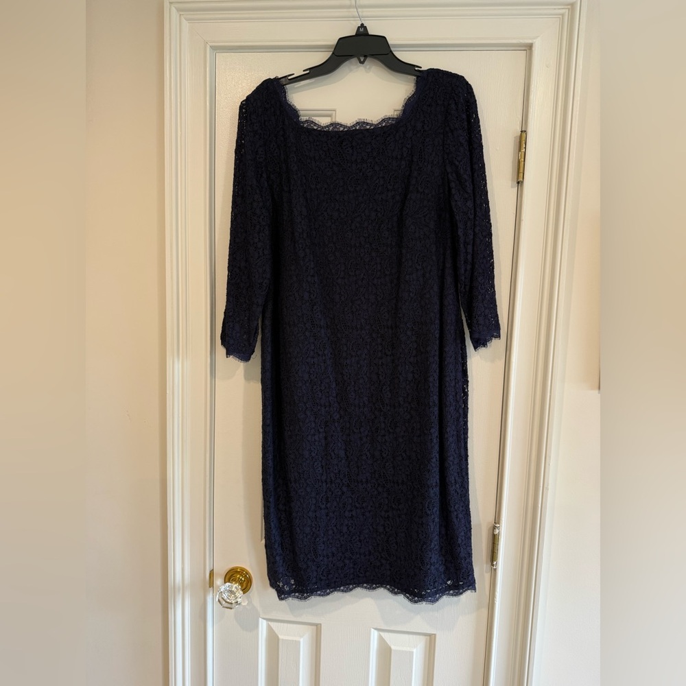 Adrianna Papell Midnight Blue Lace Dress
